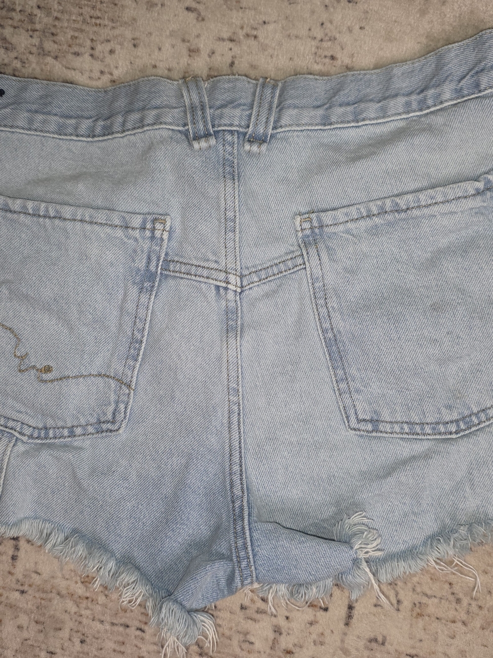 We The Free Light Blue Frayed Denim Shorts